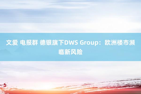 文爱 电报群 德银旗下DWS Group：欧洲楼市濒临新风险