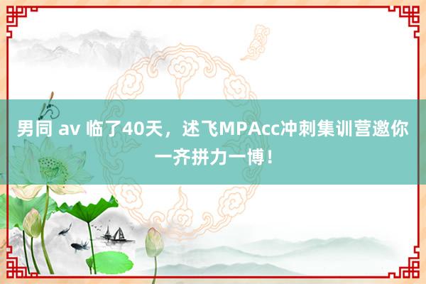 男同 av 临了40天，述飞MPAcc冲刺集训营邀你一齐拼力一博！