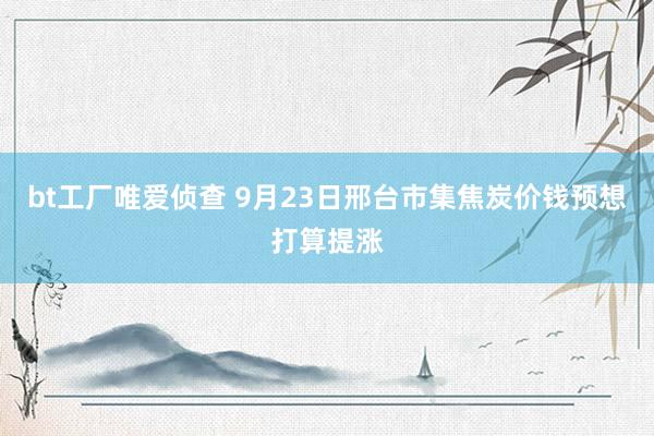 bt工厂唯爱侦查 9月23日邢台市集焦炭价钱预想打算提涨