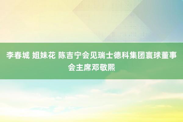 李春城 姐妹花 陈吉宁会见瑞士德科集团寰球董事会主席邓敬熙