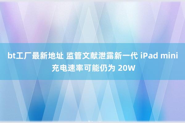 bt工厂最新地址 监管文献泄露新一代 iPad mini 充电速率可能仍为 20W