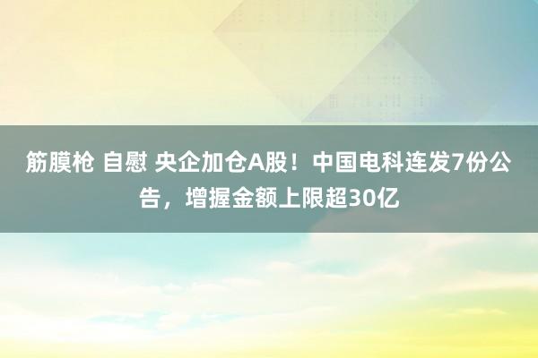 筋膜枪 自慰 央企加仓A股！中国电科连发7份公告，增握金额上限超30亿