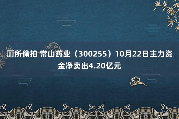 厕所偷拍 常山药业（300255）10月22日主力资金净卖出4.20亿元