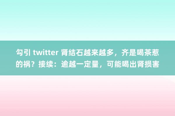 勾引 twitter 肾结石越来越多，齐是喝茶惹的祸？接续：逾越一定量，可能喝出肾损害