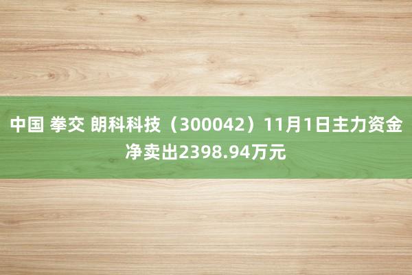 中国 拳交 朗科科技（300042）11月1日主力资金净卖出2398.94万元