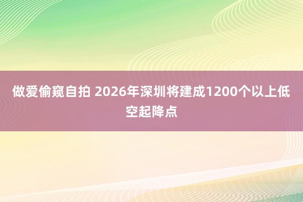 做爱偷窥自拍 2026年深圳将建成1200个以上低空起降点