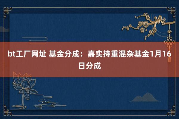 bt工厂网址 基金分成：嘉实持重混杂基金1月16日分成