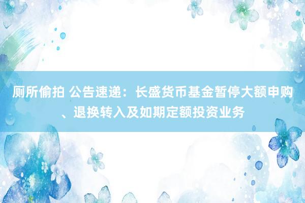 厕所偷拍 公告速递：长盛货币基金暂停大额申购、退换转入及如期定额投资业务