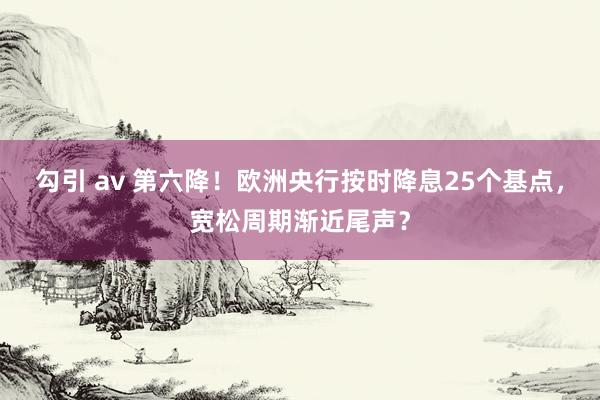 勾引 av 第六降！欧洲央行按时降息25个基点，宽松周期渐近尾声？