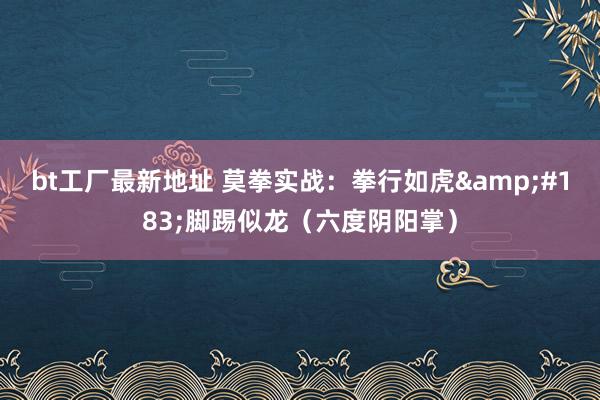 bt工厂最新地址 莫拳实战：拳行如虎&#183;脚踢似龙（六度阴阳掌）